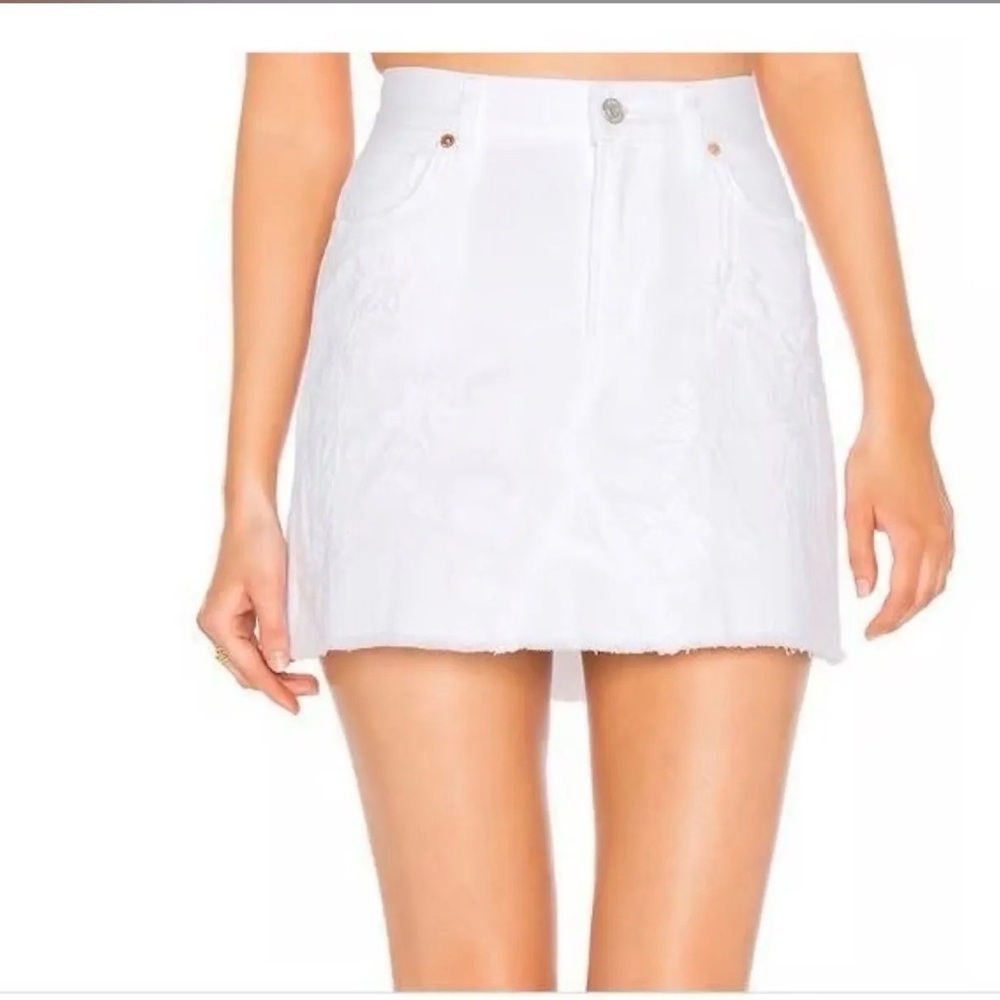Citizens of Humanity Premium Vintage white embroidered denim mini skirt